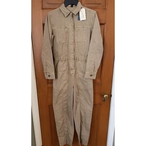 Universal Thread Women's Size 0 Button Front Tan Coveralls w/ Elastic Waist